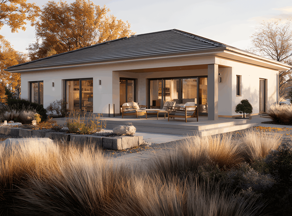 Vionda 134 mit großem Fensterbereich und Vorgarten. Inspiration für barrierefreies Wohnen mit Komfort.