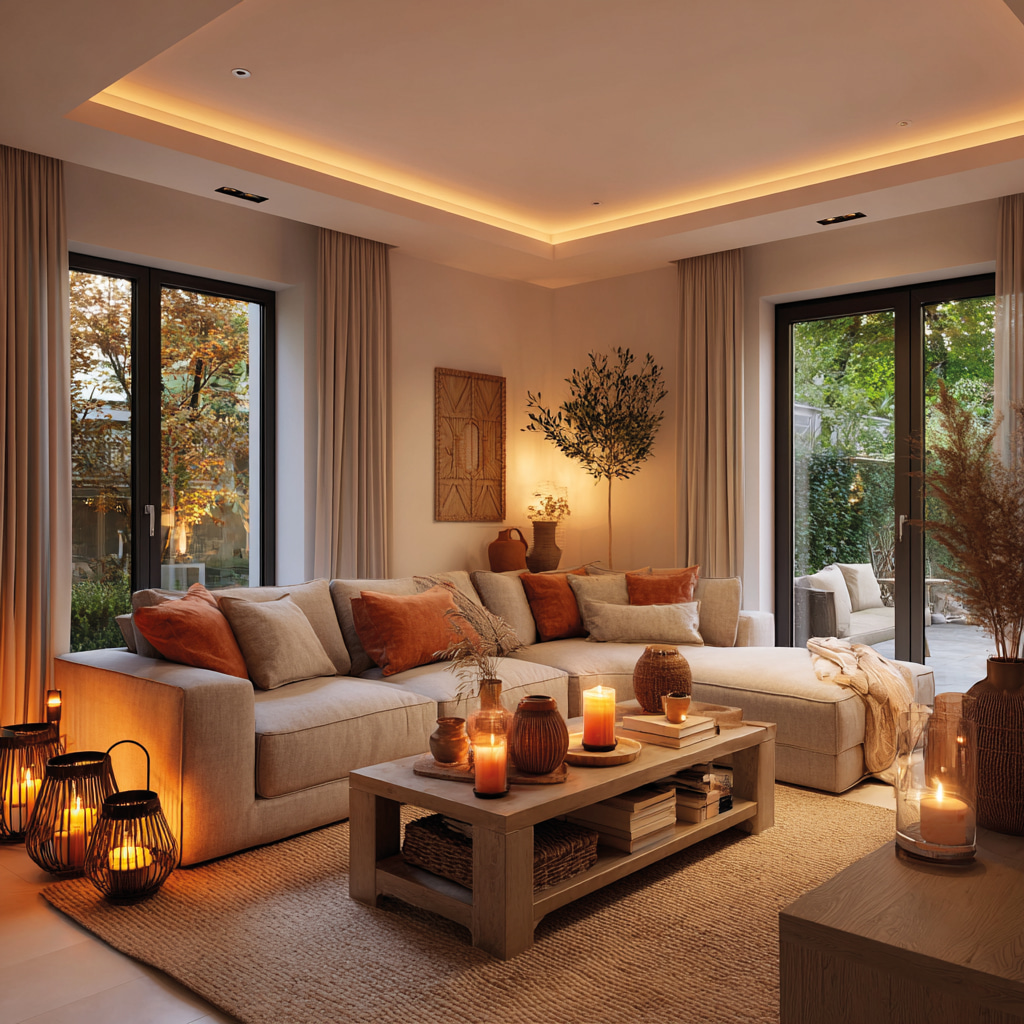 Wohnbereich mit Sofa, warmen Farben und freundlichem Lichteinfall im Vionda Haus 134.