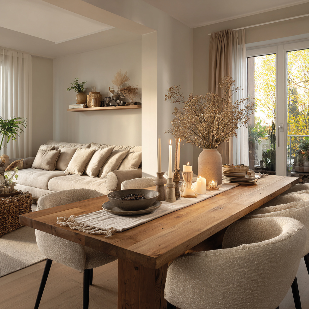 Offener Wohnbereich mit großem Sofa, vielen Fenstern und Platz für das Familienleben.